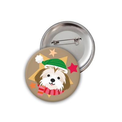 Przypinka Świąteczna Pies Shih Tzu Psiakrew Button Badzyk 25mm