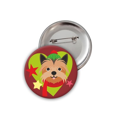 Przypinka Świąteczna Pies Yorkshire Terrier Psiakrew Button Badzyk 25mm